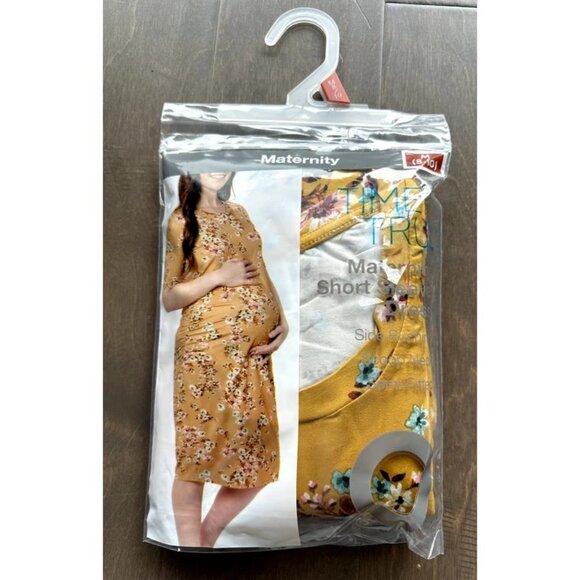 Dresses & Skirts - NEW Time And Tru Maternity Ruched Side Yellow Floral Dress